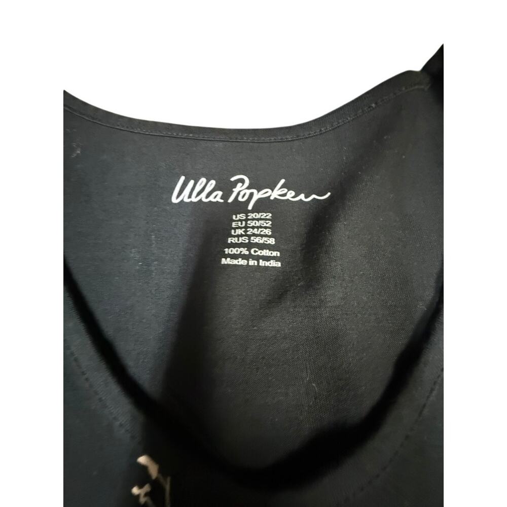 hics"ULLA POPKEN" Black V Neck 3/4 Sleeve T-Shirt Full Front Graphics SZ 20/22 - Picture 6 of 10